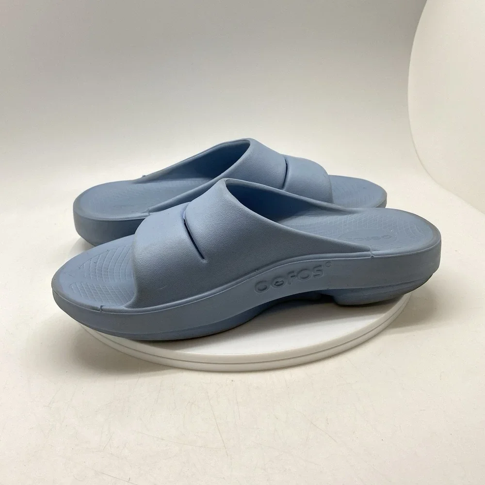 Oofos OOahh Sport Sandals Mens 8 Womens 10‎ Blue Open Slip On Recovery Rubber